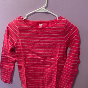 Pink and silver striped longsleeve shirt